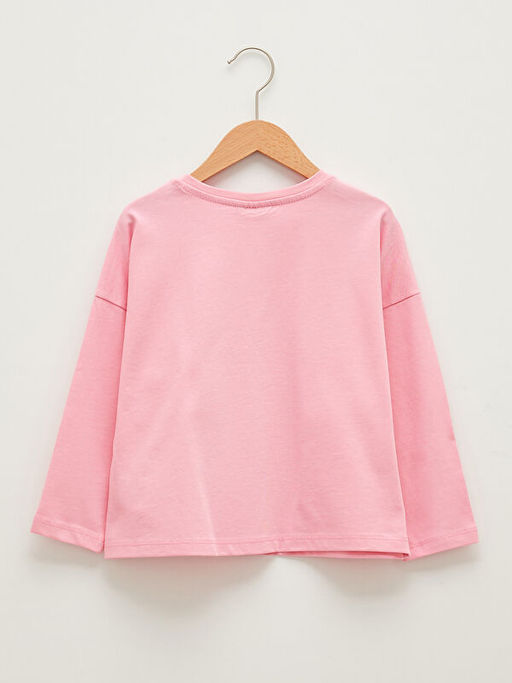 Bisiklet Yaka Slogan Yaz? Bask?l? Uzun Kollu Pamuklu K?z ?ocuk Ti??rt - Waikiki фото 2