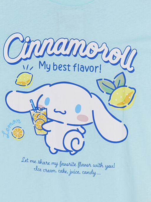 Bisiklet Yaka Cinnamoroll Bask?l? K?z ?ocuk Ti??rt