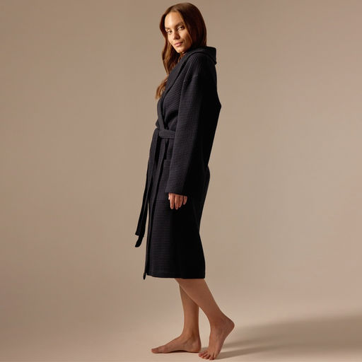 Халат вафельный женский SL HOME: Basic «Дарк Маре», размер M, хлопок 100%, чёрный