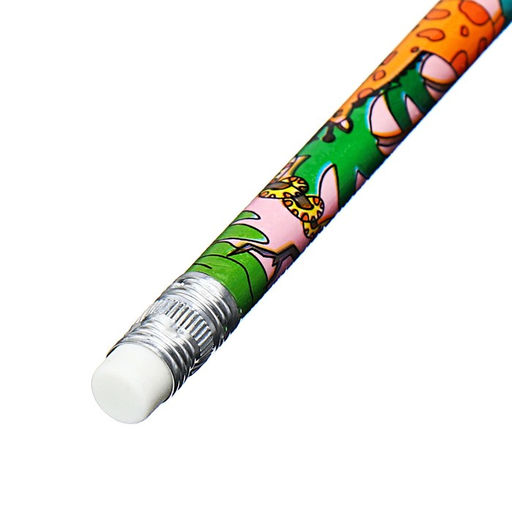 Цена за 12 шт. Карандаш чернографитный Calligrata «Зверушки», НВ, с ластиком, корпус круглый