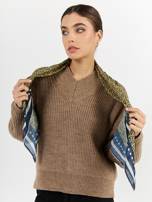 Большой, мягкий, тонкий и очень нежный двусторонний платок с рисунком - Tantino фото 5