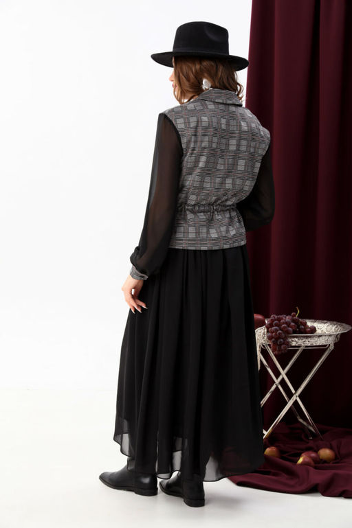 Платье NIKVA н900-4 серая клетка+чёрный фото 5