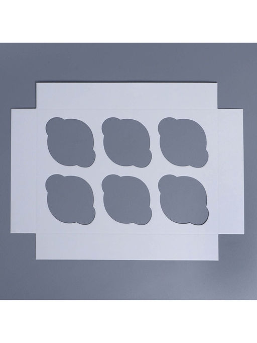 Цена за 5 шт. Коробка для капкейков, кондитерская упаковка с окном, 6 ячеек «Венок», 25×17×10 см