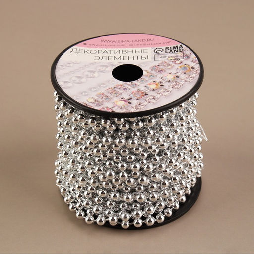 Бусы на нитях, 4 мм, 9±1 м, цвет серебряный