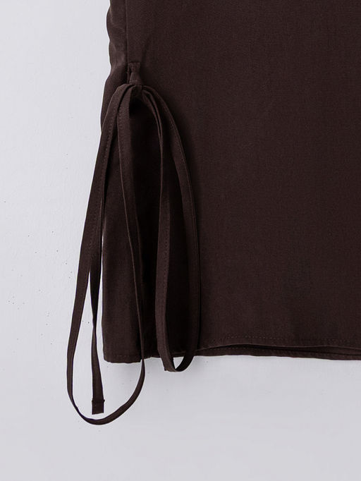 Блузка женская коричневая на тонких бретелях с поясом - Mark formelle фото 8