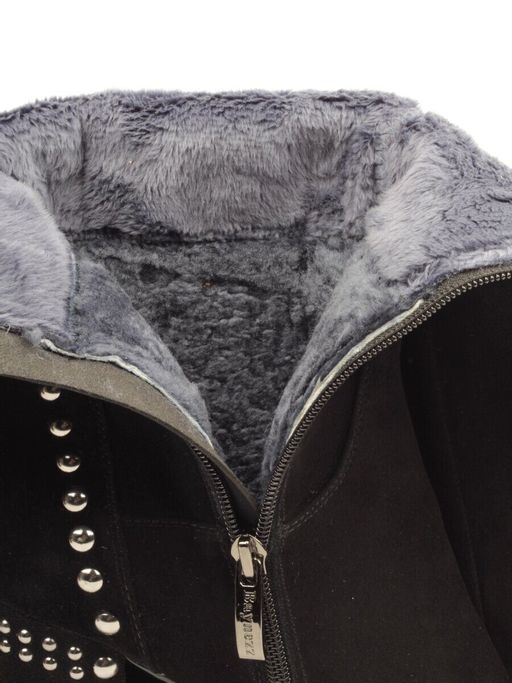 02-13R-01Y1-Q732F BLACK Сапоги женские (натуральная замша, натуральный мех (евромех)) - Фабричный китай фото 18