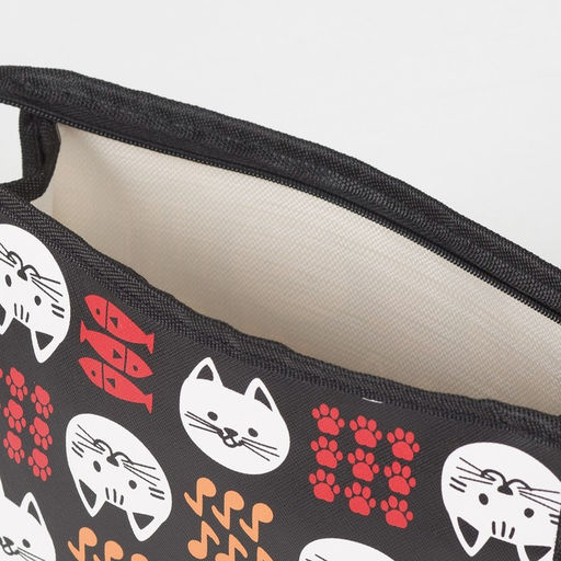 Косметичка на молнии, треугольная, с принтом Коты и рыбки, чёрная - Simaland фото 4