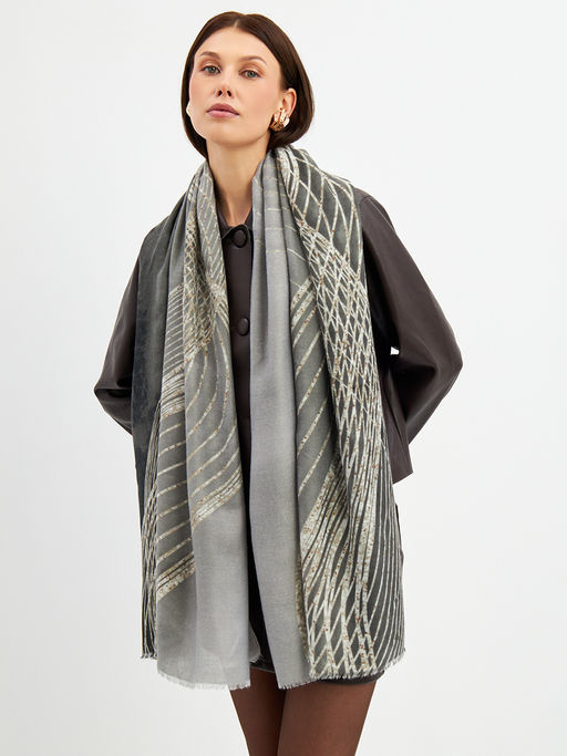 Большой, мягкий, тонкий и очень нежный двусторонний палантин с рисунком - Tantino фото 23