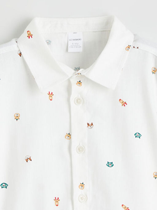 Regular Fit Bask?l? Erkek ?ocuk G?mlek