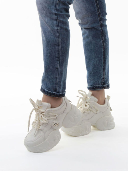 03-9E-1 LT. BEIGE Кроссовки женские (натуральная кожа, искусственная кожа) - Фабричный китай фото 2