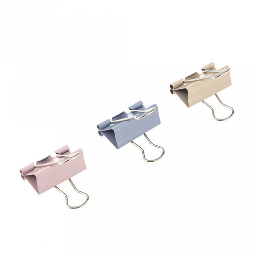 Зажим для бумаги 32мм металл, цвет - цветные, набор 24 штук, в пластиковой банке д9,8см h6,2см (Китай)