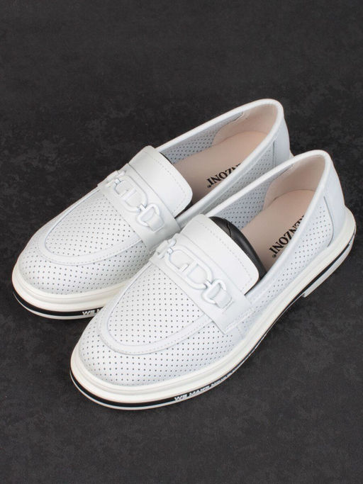 03-PDD170-1 WHITE Лоферы женские (натуральная кожа) - Фабричный китай фото 4