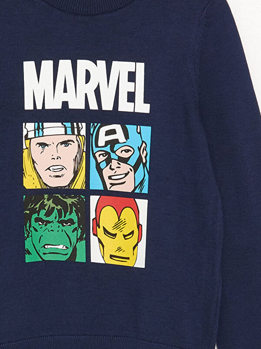 Bisiklet Yaka Marvel Bask?l? Uzun Kollu Erkek ?ocuk Triko Kazak - Waikiki фото 3