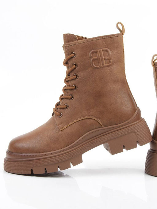 04-WD022-2M BROWN Ботинки зимние женские (натуральная кожа, 100% шерсть)