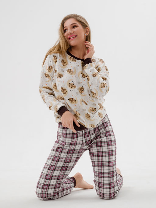 Пижама женская из джемпера и брюк из футера Олененок бычок