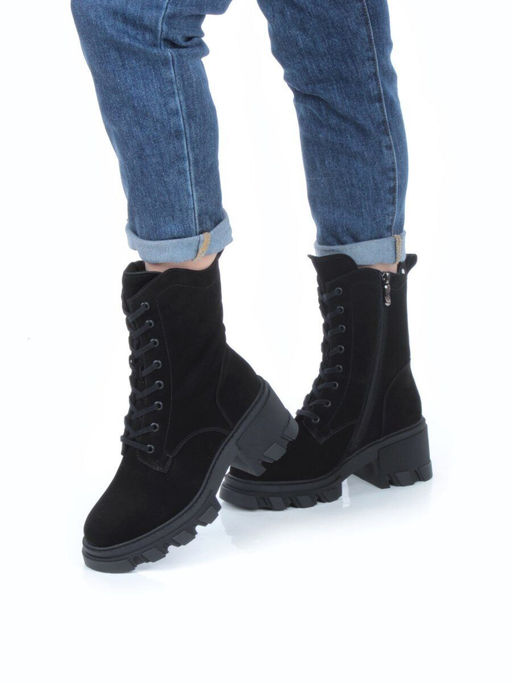 04-M2-5123 BLACK Ботинки зимние женские (натуральная замша, натуральный мех) - Фабричный китай фото 2