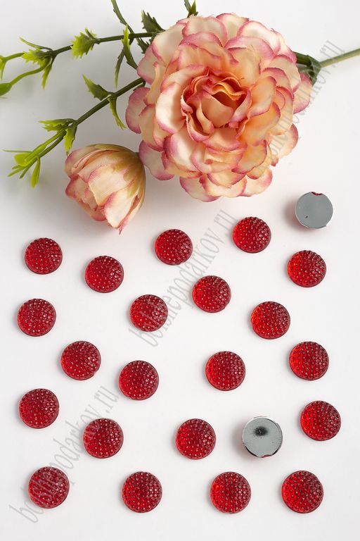 Стразы круглые 12 мм (100 шт) SF-374/1605, красный