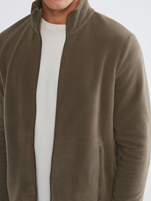Dik Yaka Uzun Kollu Polar Erkek Fermuarl? Sweatshirt