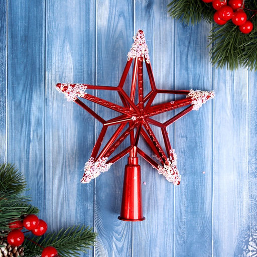 Цена за 2 шт. Звезда на ёлку (верхушка) Звезда каркасная 1714.5 см, красно-белый
