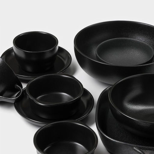 Блюдо для подачи Magistro Carbon, 200 мл, 11.5×10.3 см, керамика, набор 2 шт., чёрное