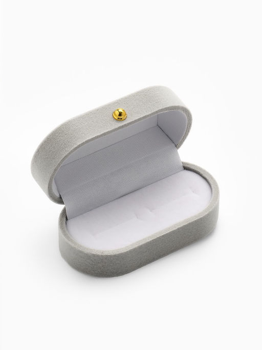 Футляр под серьги, кольца, Овал вытянутый, бархатный, 7.5?4?3 см, серый