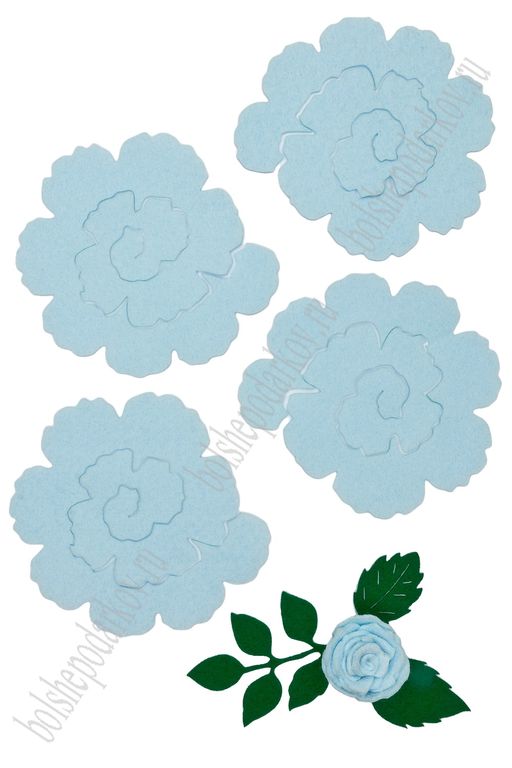Лазерная вырубка из фетра Цветочек №3 8 см (5 шт) светло-голубой RN 45