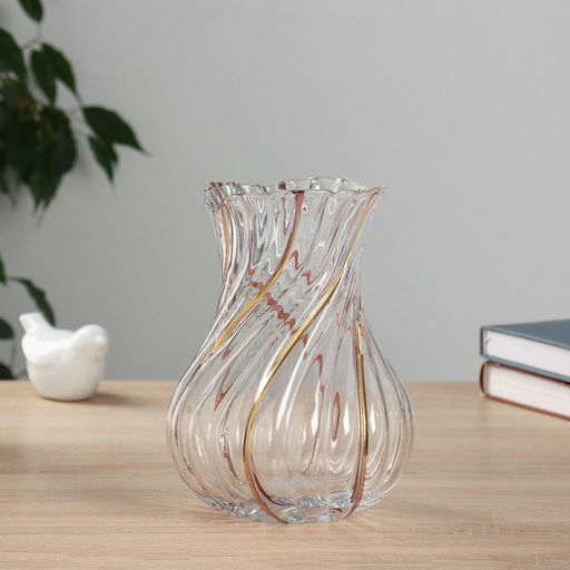 Ваза «Милагрос», витая, 20×13 см, стекло, прозрачная