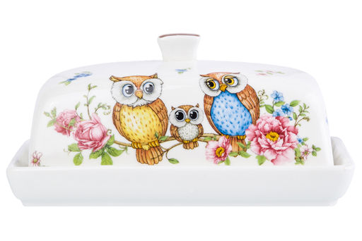 Масленка 13,5*9*6,5 см Совушки NEW BONE CHINA - Elan gallery фото 5