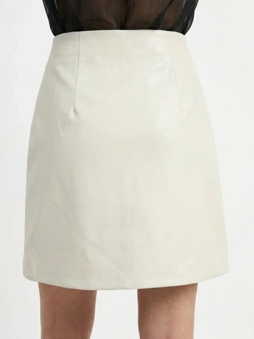 Юбка на запах из эко-кожи, молочный (OD-1003-3)