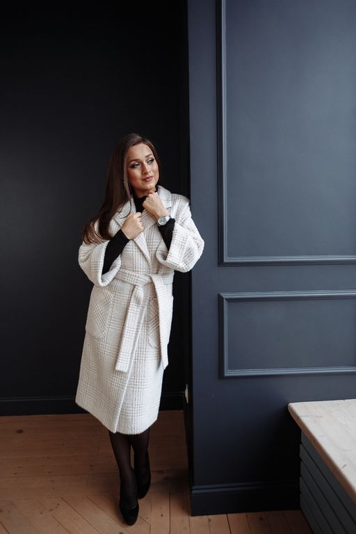 Пальто женское демисезонное 20905 (беж./клетка) - Kankan фото 5