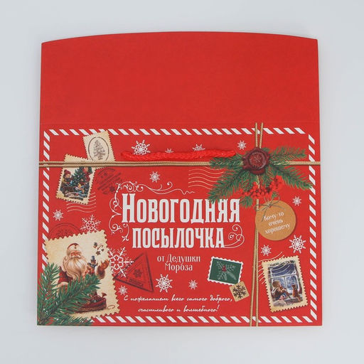 Цена за 2 шт. Пакет-коробка подарочный новогодний Посылочка, 28?20?13 см