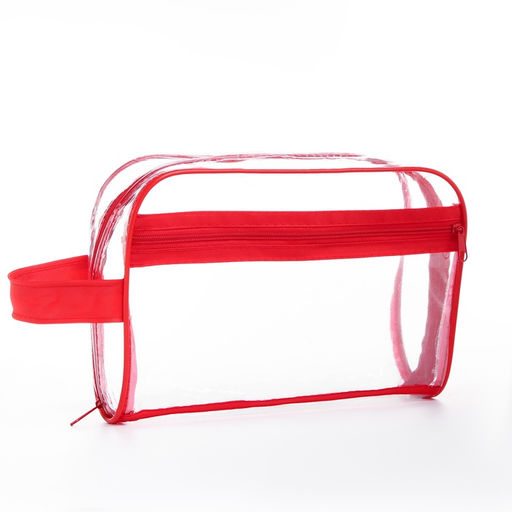 Косметичка на молнии, с ручкой, цвет красный