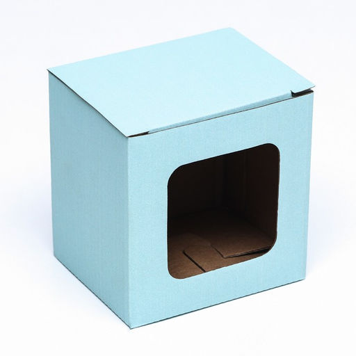 Цена за 10 шт. Коробка под кружку, с окном, голубая 12 х 9,5 х 12 см - Simaland фото 2