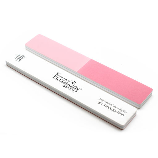 El Corazon Бафик MB616 для придания блеска ногтям 320/600/3000 трехсторонний бело-розовый