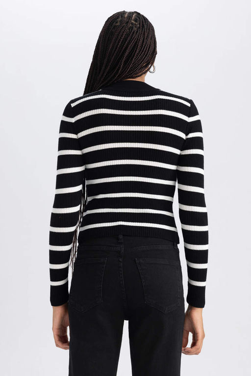 Свитер узкого кроя в полоску с полуводолазкой - Defacto фото 6