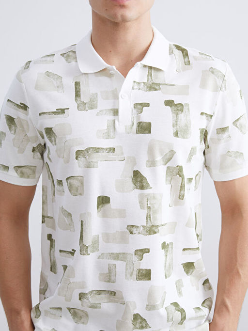 Polo Yaka Desenli Pike Erkek Ti??rt