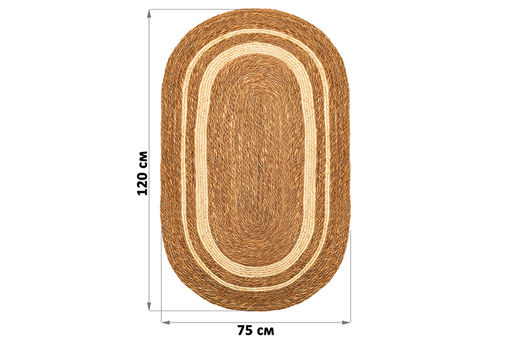 Коврик плетеный 120*75*0,7 см, овальный. водный гиацинт - Elan gallery фото 2