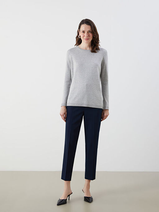 Bisiklet Yaka ?izgili Kad?n Triko Kazak