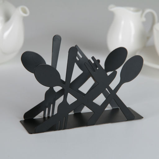 Салфетница Доляна Приборы, 13,54,59,5 см, цвет чёрный  фото 2