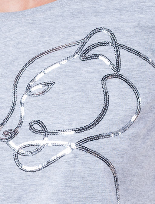 VILATTE / Футболка с цельнокроеным рукавом и вышивкой пайетками  фото 2