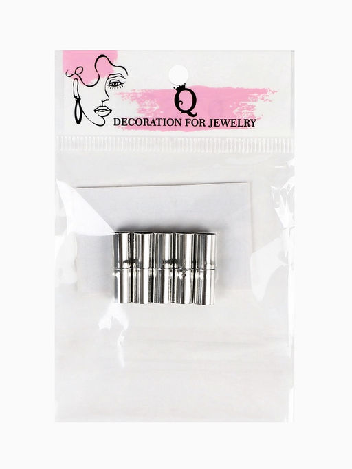 Замок-концевик магнитный, 5 шт. L=20 мм, внутренний d=6 мм, цвет серебро