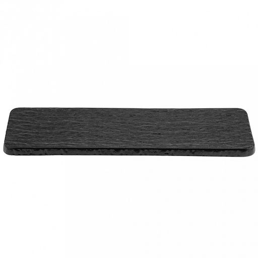 "Шунгит 3D" Блюдо прямоугольное фарфоровое 306х103х11мм, черный, глянцевая глазурь, рельефный декор (Китай)