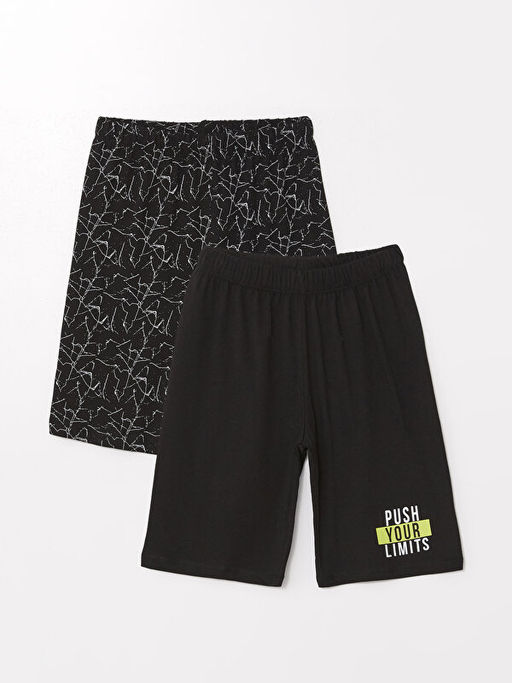 Beli Lastikli Bask?l? Erkek ?ocuk Pijama ?ort 2li