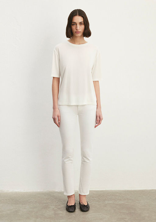 Beyaz Modal Basic Tisort - Mavi фото 3