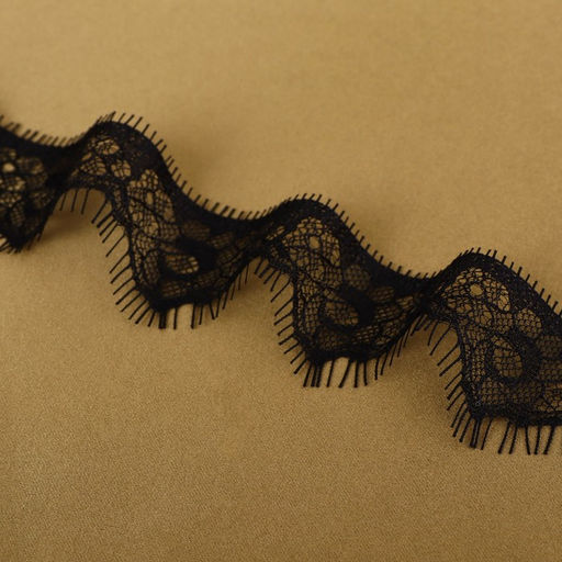 Кружево реснички, 30±5 мм, 9±0.5 м, в бобине 3 шт. по 3 м, чёрное