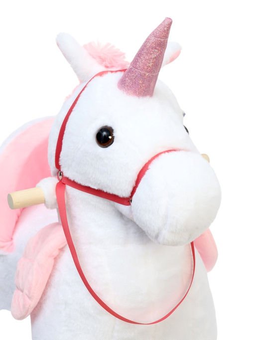 Качалка «Единорог», со спинкой, белая