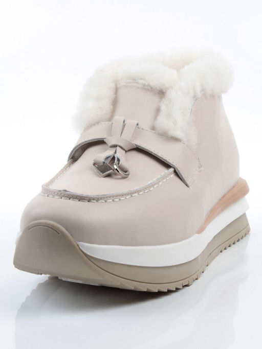 04-5520-6 BEIGE Ботинки зимние женские (натуральная кожа, 100% шерсть)