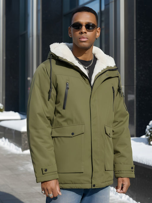Парка мужская зимняя удлиненная с мехом цвета хаки 8761Kh - Mtforce фото 16