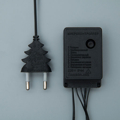Гирлянда Нить 20 м, IP20, тёмная нить, 200 LED, свечение тёплое белое, 8 режимов, 220 В - Luazon lighting фото 4