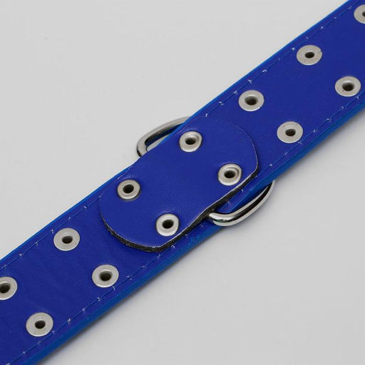 Ошейник клёпаный в 2 ряда, 65 х 3,4 см, ОШ 50-60 см, синий - Пижон фото 4